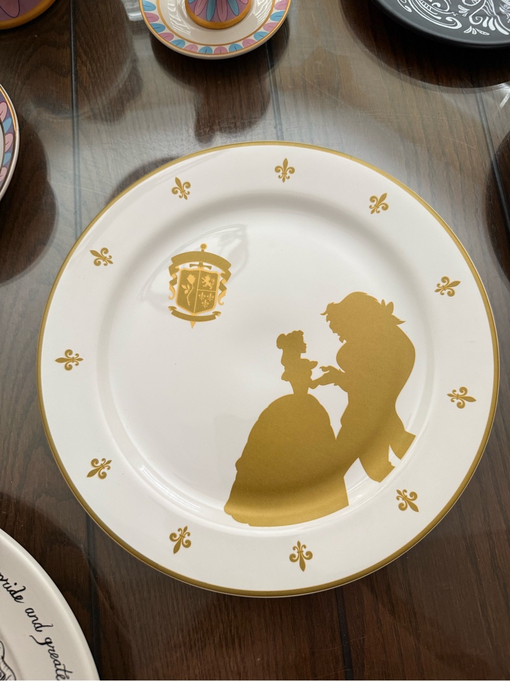 Disney beauty and the beast Silhouette Decorative Dinner Plate - White and Gold